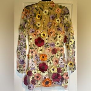 Mixed color flower embroidered nude dress. Medium.